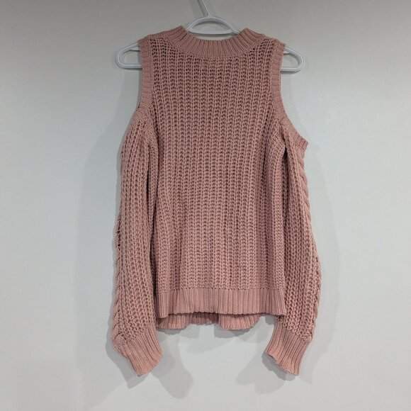 Aeropostale Cold Shoulder Chunky Sweater Pink Size Medium - Picture 4 of 4